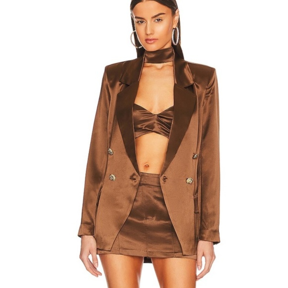 RETROFETE‎ Saige Blazer Satin In Cognac Size Large